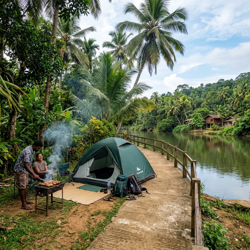 Riverside Camping Tent and BBQ